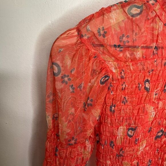 Free People Hello There Floral Semi-Sheer Blouse - Picture 6 of 8